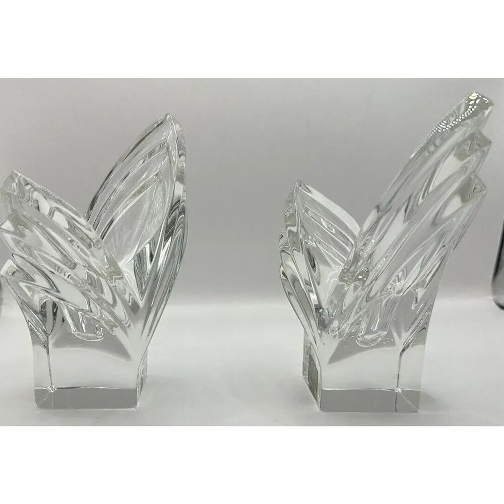 Set Of Vintage Mikasa Candlestick Holders Leaded Crystal Art Deco 5